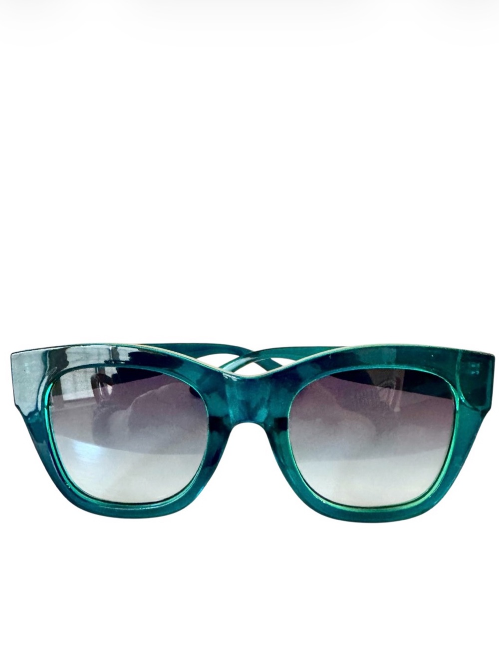 Kurt Geiger Teal Transparent Square Sunglasses with Gradient Lenses New